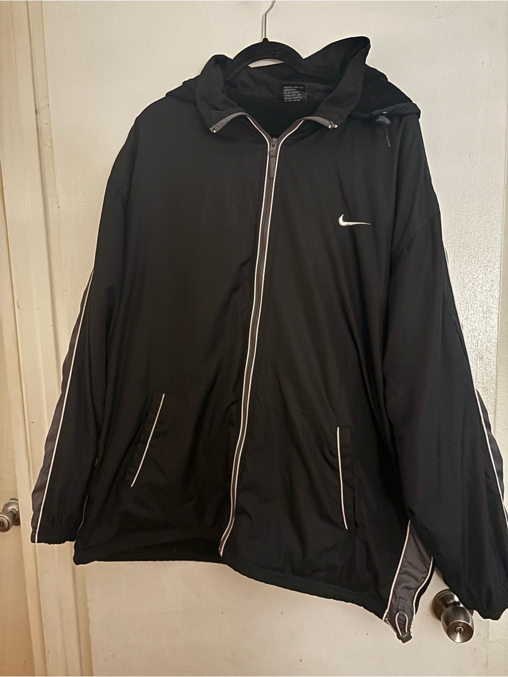Nike Men’s Swoosh Classic Black Hooded Zip-Up Jacket SZ 2XL
